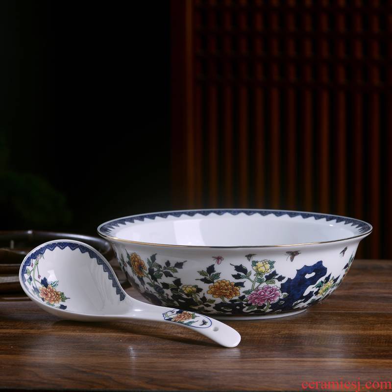 Jingdezhen ceramics increasing large soup bowl basin of Chinese style household large soup bowl pickled fish dish bowl rice basin basin