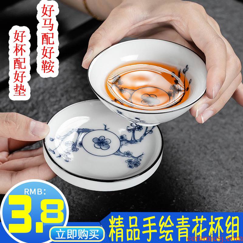 Hui shi blue and white porcelain cups kung fu small single CPU master cup tea sets tea tea cups at upstream BeiBei