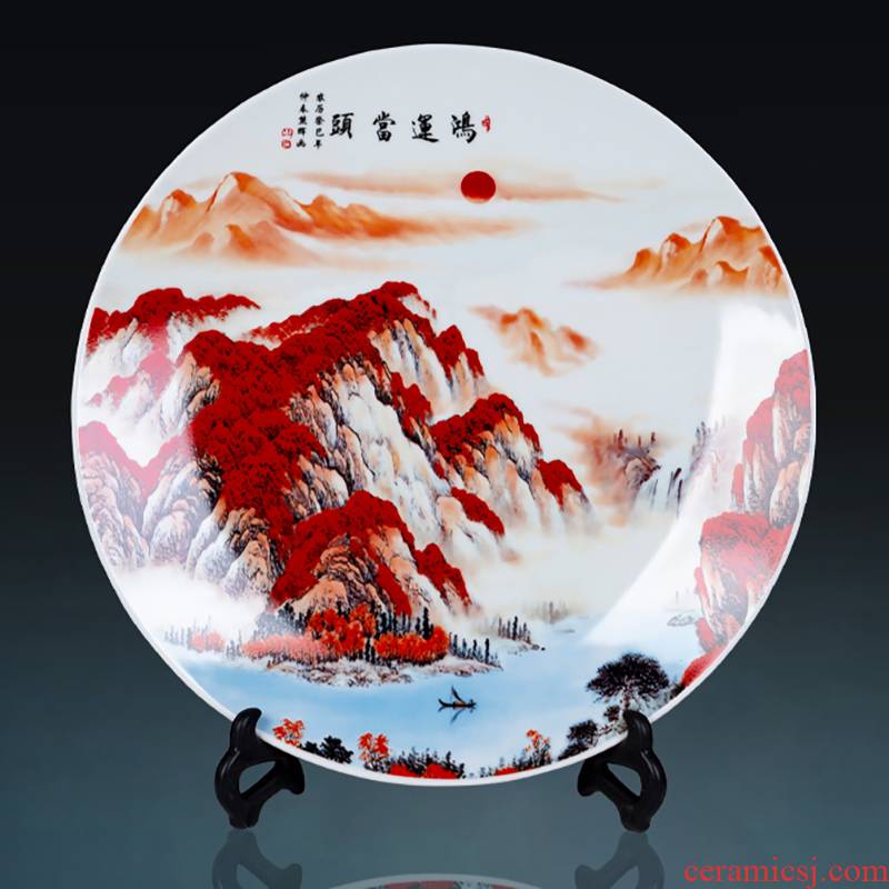 Much luck, jingdezhen ceramics decoration plate plate rich ancient frame sitting room adornment of Chinese style household furnishing articles