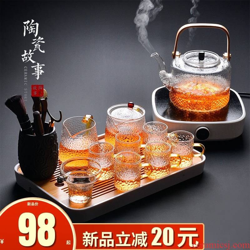 Ceramic story a complete set of tea sets suit home sitting room tea tea tray glass teapot teacup kung fu tea set