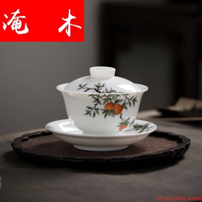 Submerged wood jingdezhen jade mud hand - made pastel blue and white porcelain three tureen high temperature ceramic kung fu tea tea