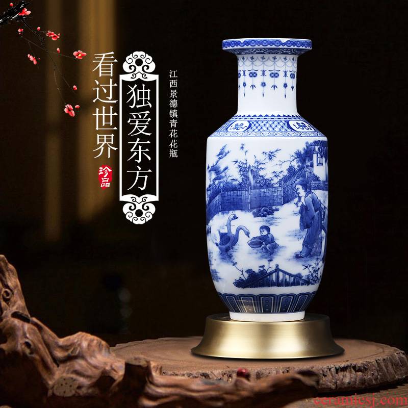 Jingdezhen blue and white vase furnishing articles ceramics from I and contracted sitting room porch of Chinese style household vase decorated by hand