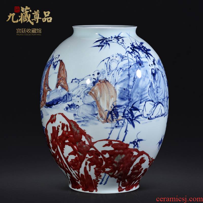 Jingdezhen ceramics dong - Ming li hand - made youligong vase Chinese style living room TV cabinet porch is decorated furnishing articles