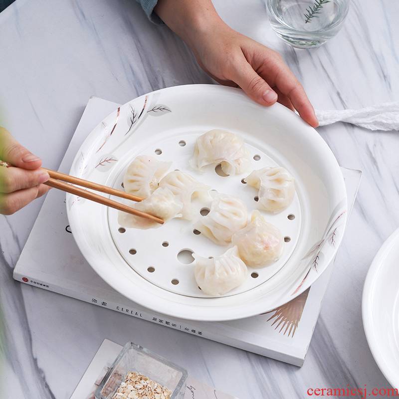 Double disc ceramic large dumpling plate utsuwa dumpling dish drop household ipads China creative fruit dish platter