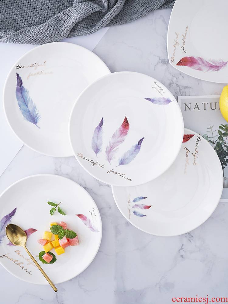 Nordic creative ceramic tableware, household food dish nice dishes square plate SaPan steak dinner plate small dishes