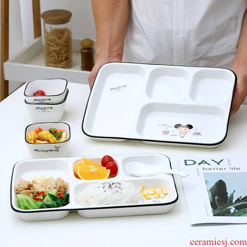 Ceramic household children suit the baby to eat space frame plate tableware parent - child cartoon fast food breakfast tray