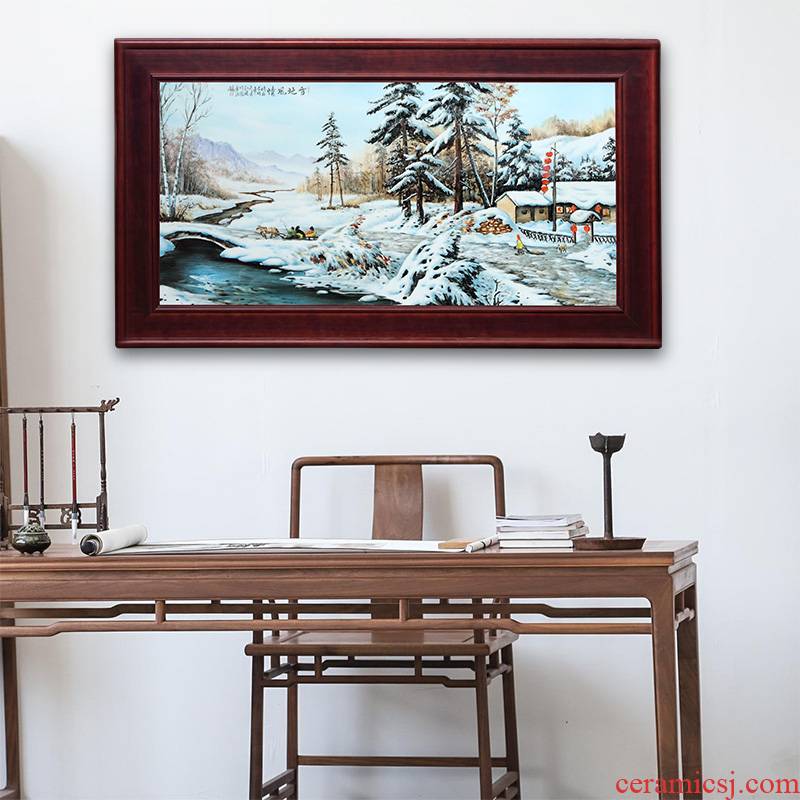 Chinese customs jingdezhen porcelain plate painting painting snow home sitting room sofa background wall art decoration hangs a picture
