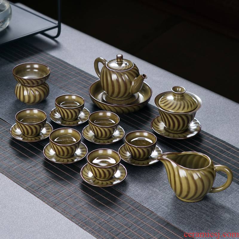 Jingdezhen coarse after change color glaze ceramics kung fu tea set home sitting room of Chinese style restoring ancient ways of make tea