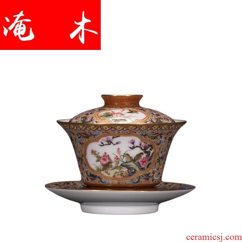 Submerged ancient wood restoring ancient ways of jingdezhen ceramic hand - made colored enamel tureen kung fu tea tea cups three tureen