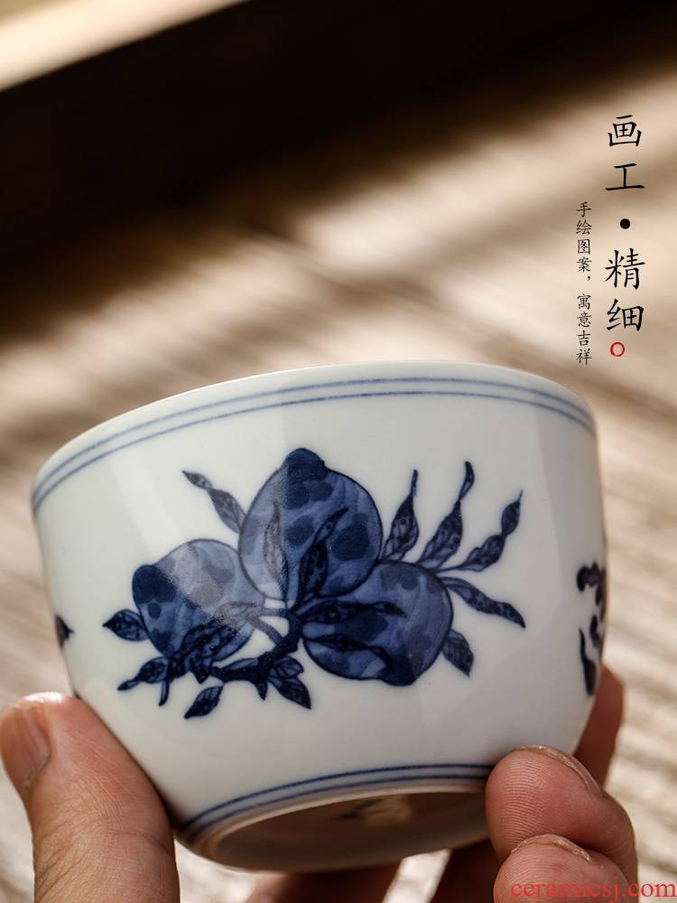 Jingdezhen hand - made porcelain teacup masters cup a cup of pure checking ceramic tea urn kung fu tea set sample tea cup only