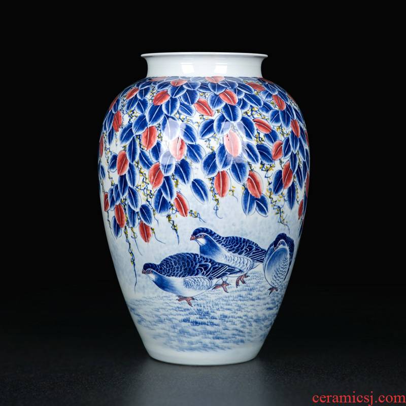 Traditional classical vase coloured drawing or pattern of jingdezhen crafts dry flower arranging flowers is placed to decorate the sitting room of Chinese style household ceramics