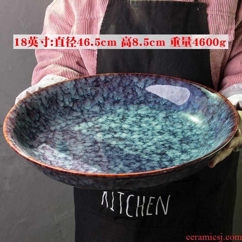 Super extra large pickled fish bowl bowl seafood ceramic big platter 18 inches round square fruit tray