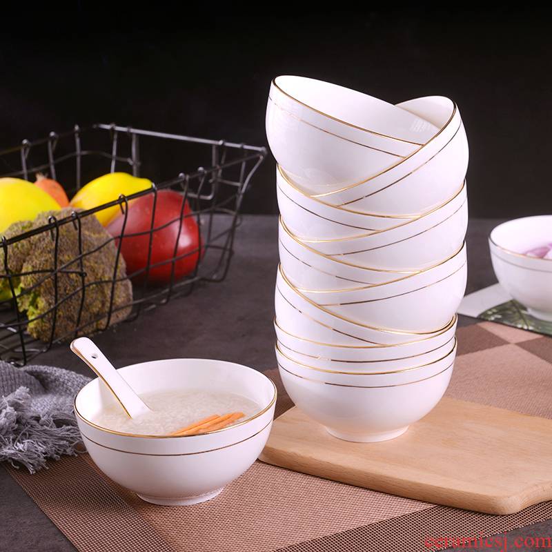 Creative household European - style up phnom penh rice bowls suit ipads China large rainbow such as bowl jingdezhen ceramic contracted bowl for dinner
