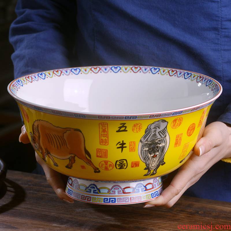 Jingdezhen ceramic bowl of Chinese style household high ipads China large rainbow such as bowl of fruit salad sauce hotel hotel dishes