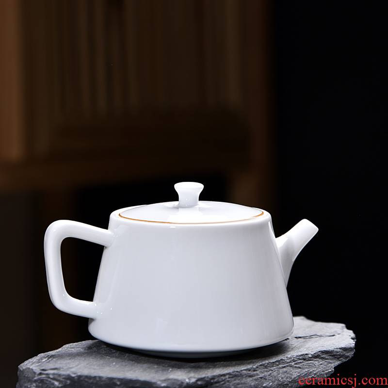 Hui shi dehua white porcelain ceramic teapot single pot kung fu tea set household small manual suet jade teapot