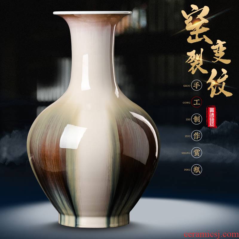 Archaize of jingdezhen ceramics up crack glaze vase furnishing articles rich ancient frame of new Chinese style household adornment sitting room