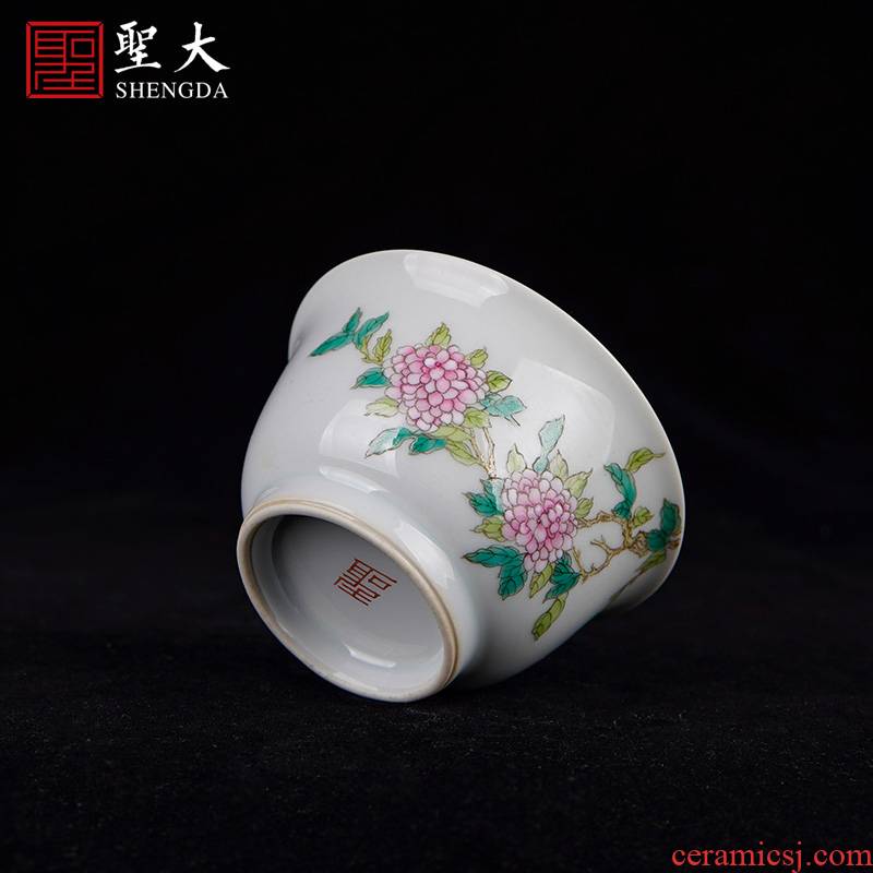 Santa teacups hand - made ceramic kungfu blue tie up branch lotus powder enamel hydrangea master jingdezhen tea sample tea cup