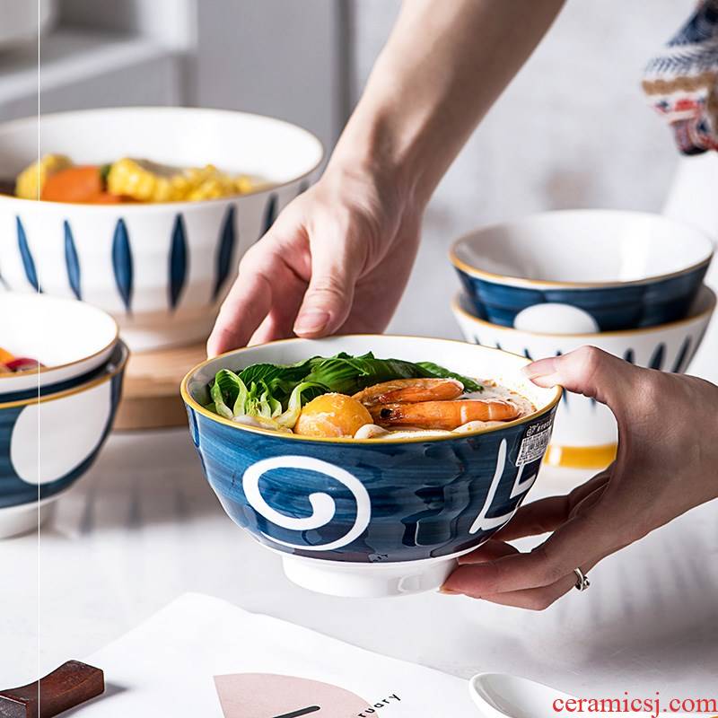 Japanese eat a single microwave ceramic bowl move creative delicate rice single soup bowl of soup rice surface of pottery and porcelain bowl