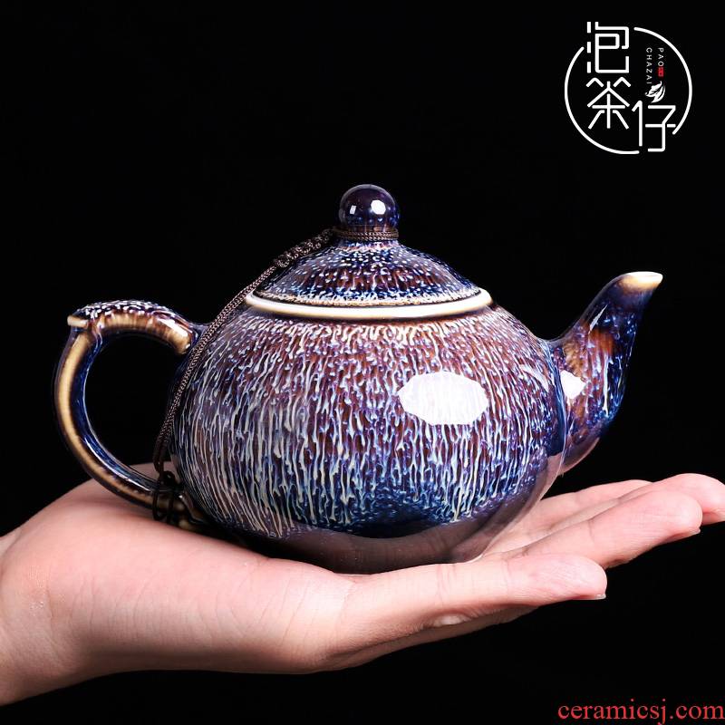 One Japanese ceramic teapot kung fu tea set single pot teapot obsidian become Chinese style restoring ancient ways big teapot household size