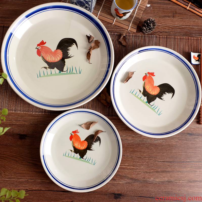Archaize disc retro nostalgia ceramic rooster baked rice dish dish plates FanPan steamed chicken platter fruit bowl and plate