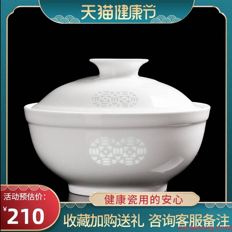 Jingdezhen ceramic tableware of ancient and exquisite high white porcelain creative household contracted large capacity with cover to use the machine