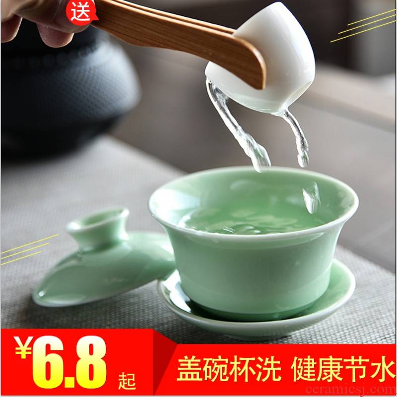 Hui shi household ceramics trumpet with cover creative Japanese tea wash water jar oversized tureen wash cup tea tea set