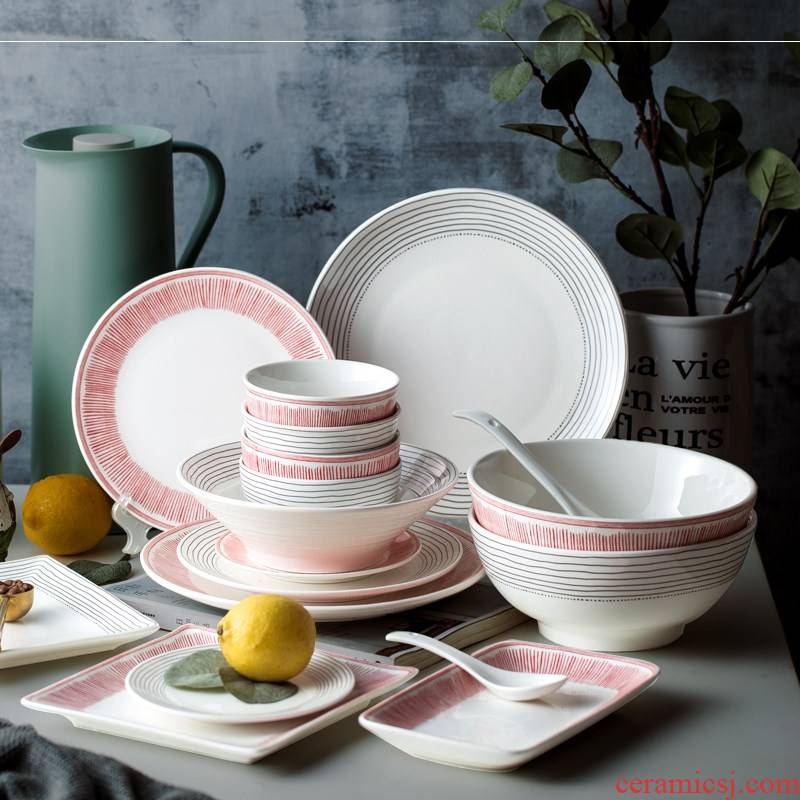 Western dishes Nordic good - & suit combination ins wind ceramic creative network plate tableware combination suit dish