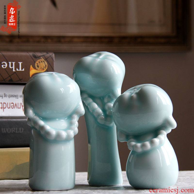 Jingdezhen ceramics manual shadow celadon home auspicious happy little monk sitting room porch place porcelain