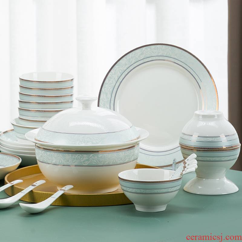 The dishes suit I and contracted household bowls of ipads plate combination of jingdezhen fuels the upscale tableware suit