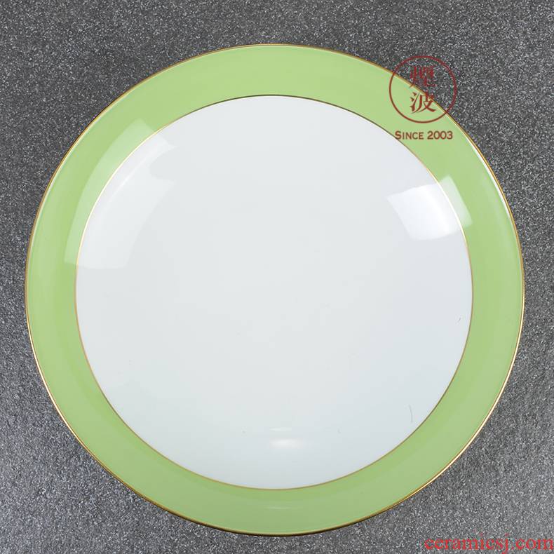 German mason MEISSEN porcelain Paris single glaze grass green paint continental plates deep plate of 225 mm