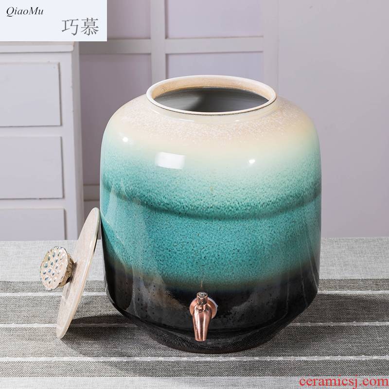 Qiao mu jingdezhen ceramic jars 15/30/50 kg with leading homemade medicine jars cylinder wine pot liquor wine