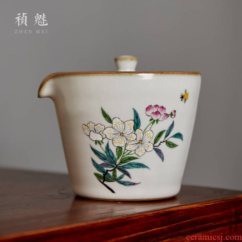 Shot charm your up hand - made the pear flower hand grasp the pot of the crack of jingdezhen ceramic portable kung fu tea tea bowl cover cup