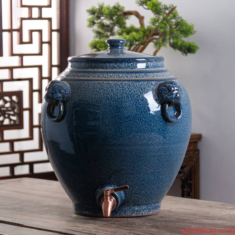 Jingdezhen ceramic jar 30 jins 50 kg 100 jins domestic sealed mercifully jars it archaize lion cylinder