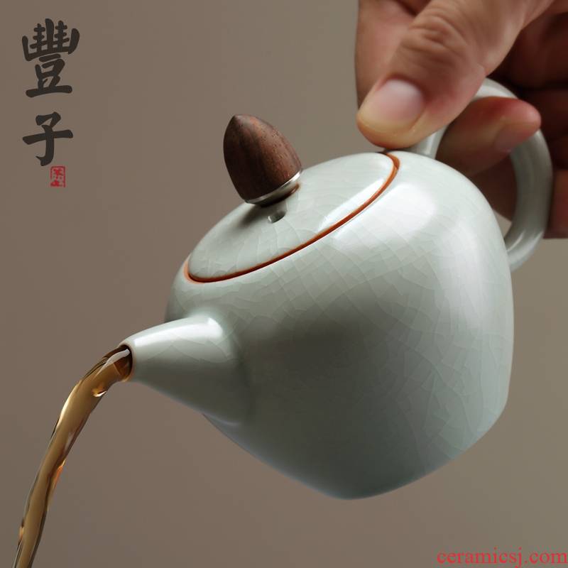 Qiao mu kung fu tea your up household FengZi beauty the teapot shoulder pot of single pot, ceramic teapot open tea set