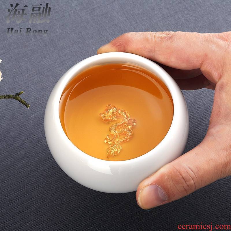 Qiao mu kung fu tea set white porcelain single cup silver cup of household ceramic masters cup sample tea cup mini cups