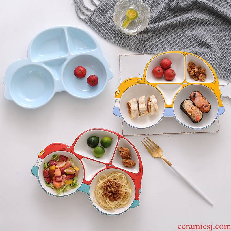 Large plate children tableware frame plate ceramic creative FanPan express cartoon car breakfast dish bowl