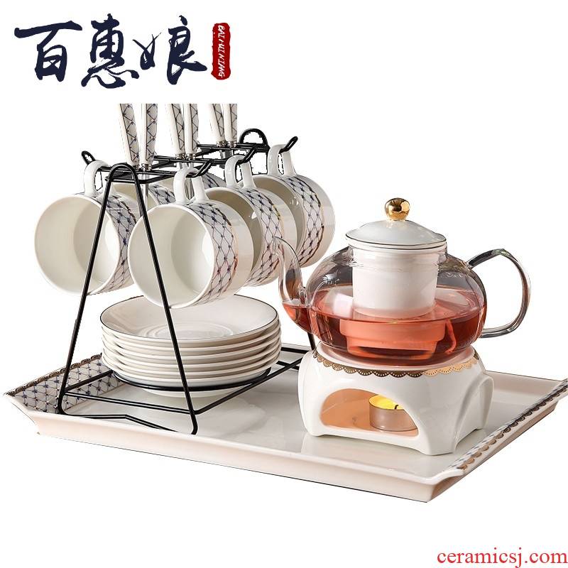 (niang ceramic electric boiling glass teapot set fruit cup English afternoon flowers and the plants tea set household idea