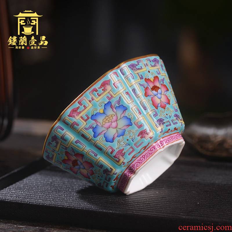 Jingdezhen ceramic all hand made enamel colors branch benevolent master cup large individual single CPU kung fu tea cup