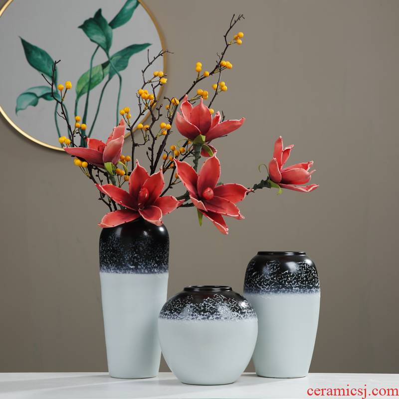 Jingdezhen zen new Chinese style ceramic vase furnishing articles sitting room porch TV cabinet table dry flower decorations