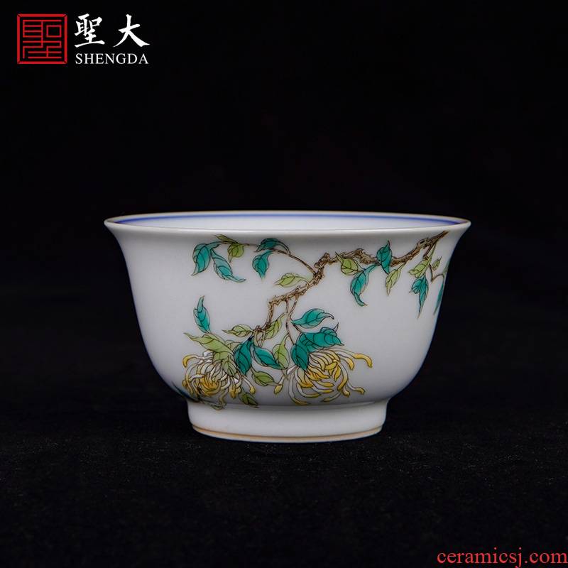 Holy longevity and large ceramic sample tea cup hand - made porcelain powder enamel by masters cup all hand jingdezhen tea cups
