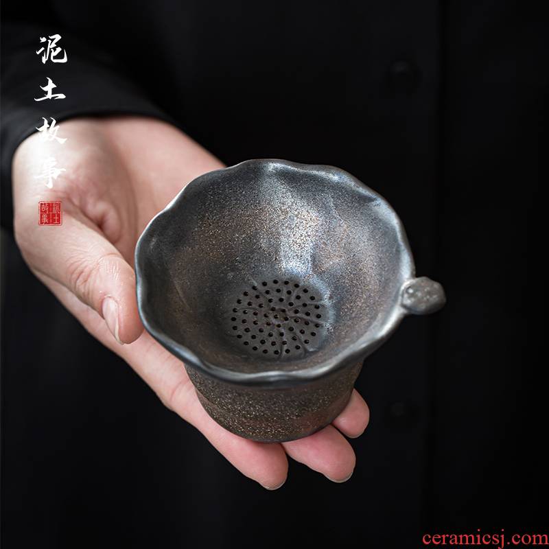 Checking out retro coarse pottery gold) filter household ceramic filter kung fu tea tea service parts make tea strainer