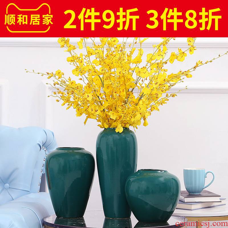 Ceramic vases, dried flowers, flower arrangement sitting room porch creative I and contracted Europe type simulation dried flower adornment is placed by hand