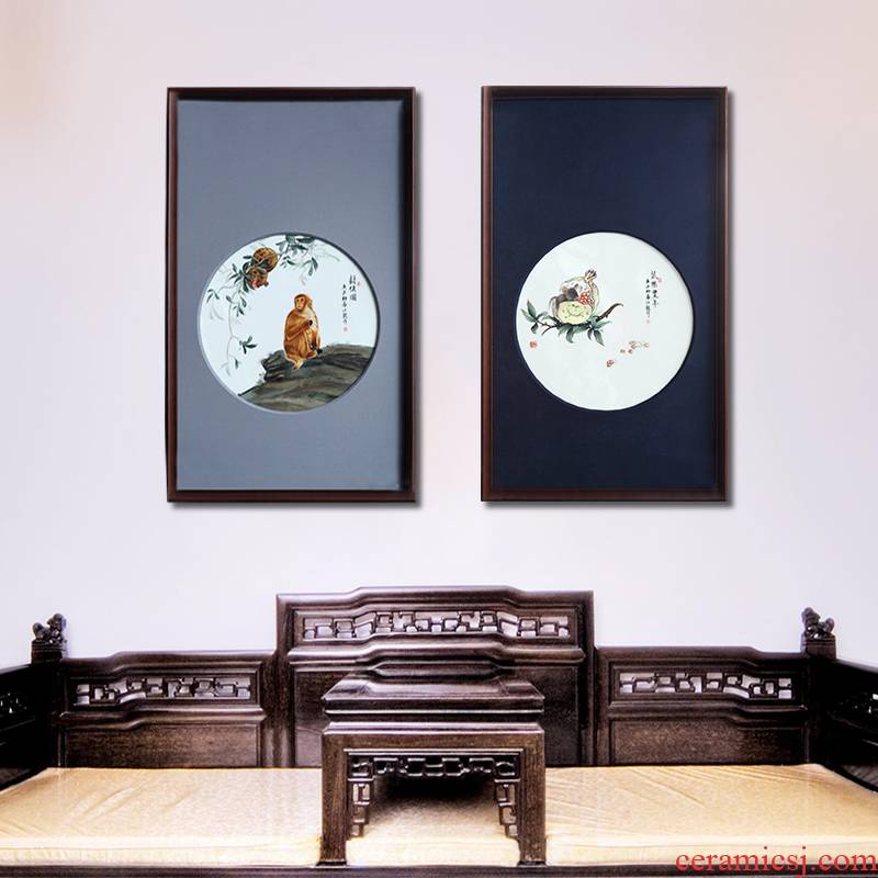 Art of jingdezhen porcelain plate painting manual coloured drawing or pattern sitting room sofa background wall porch decoration of Chinese style household hangs a picture