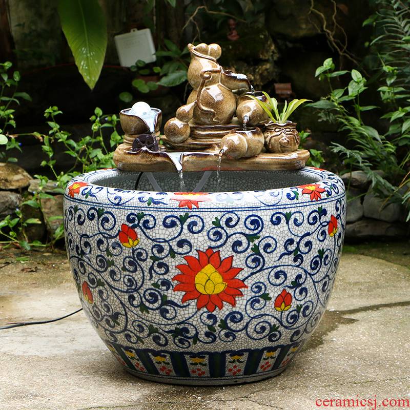 Jingdezhen ceramic aquarium water falls, very large sitting room lucky furnishing articles circulating water tank and water fountains