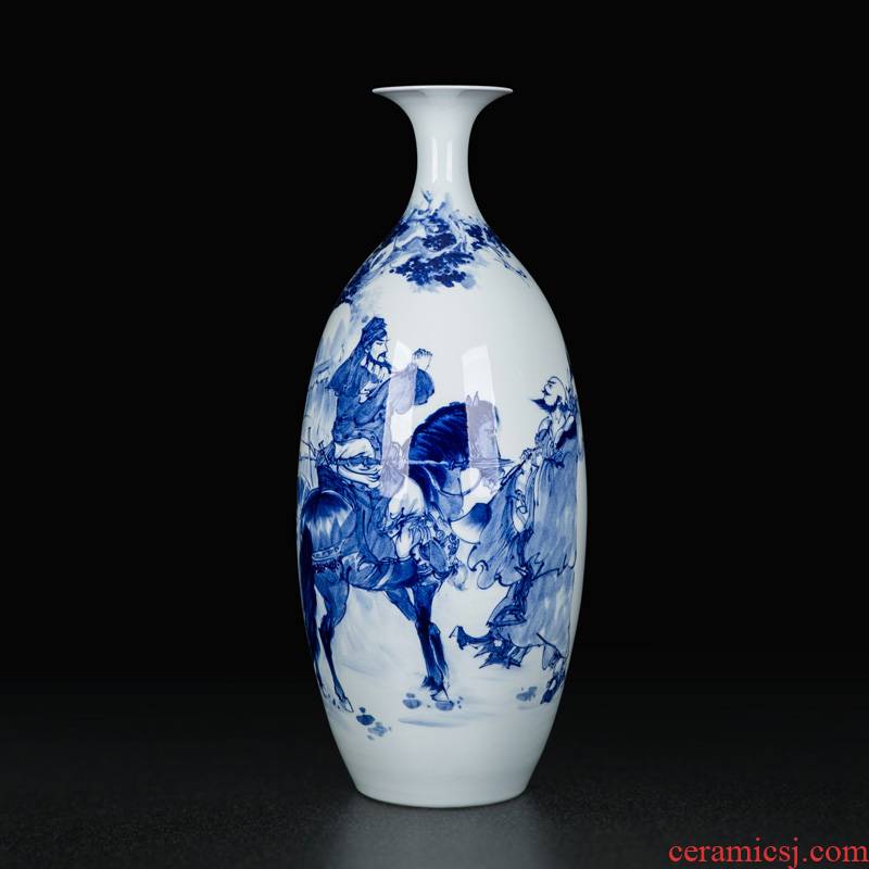 Jingdezhen ceramics large blue and white porcelain vase Chinese hand - made sitting room adornment flower arranging furnishing articles manually classical porcelain