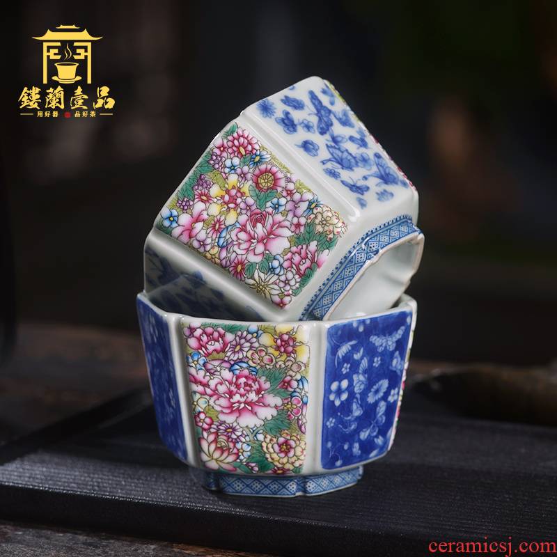 Arborist benevolence flower recent six - party cup of jingdezhen ceramic hand - made all single CPU kung fu tea set personal master CPU
