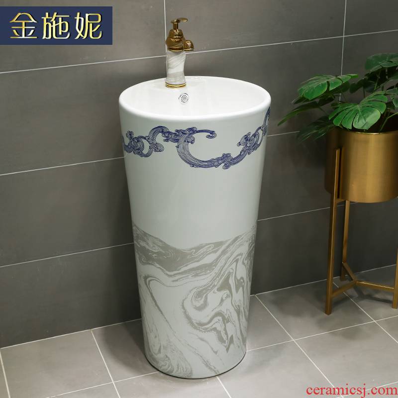 Gold cellnique one - piece I and contracted basin cylindrical small family ceramic column washing basin basin legend hotel
