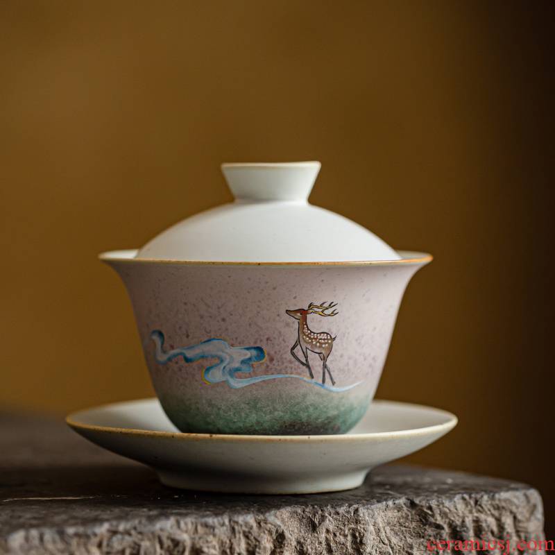 Japanese ceramics tureen decals xiangyun LuJing bowl tureen large family kung fu tea set variable to restore ancient ways