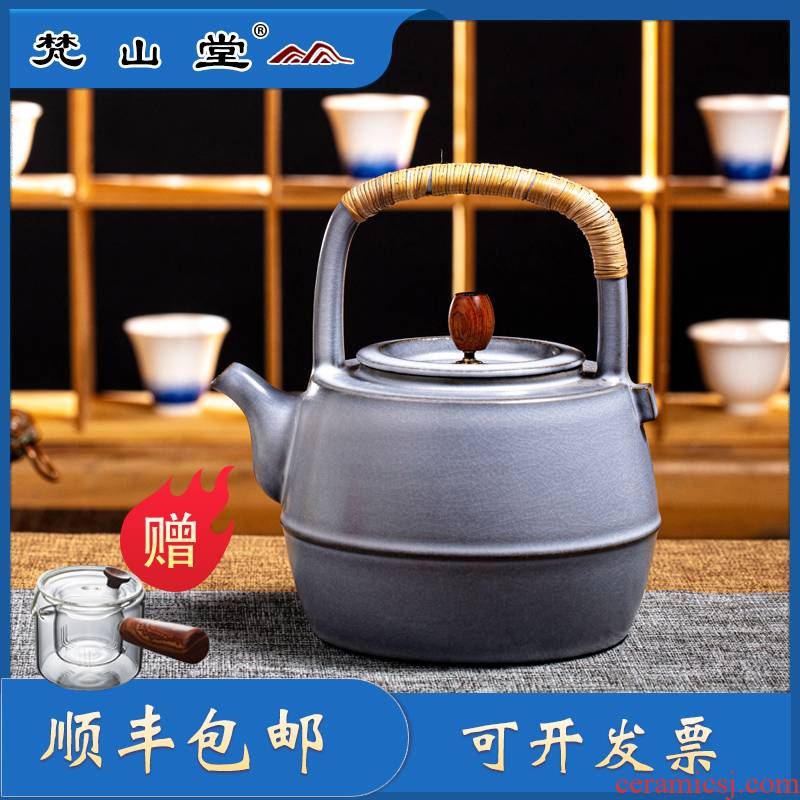 The Vatican hill hall soda glazed pottery pot of boiled tea teapot electric TaoLu jingdezhen white clay manual open piece of kung fu tea pot