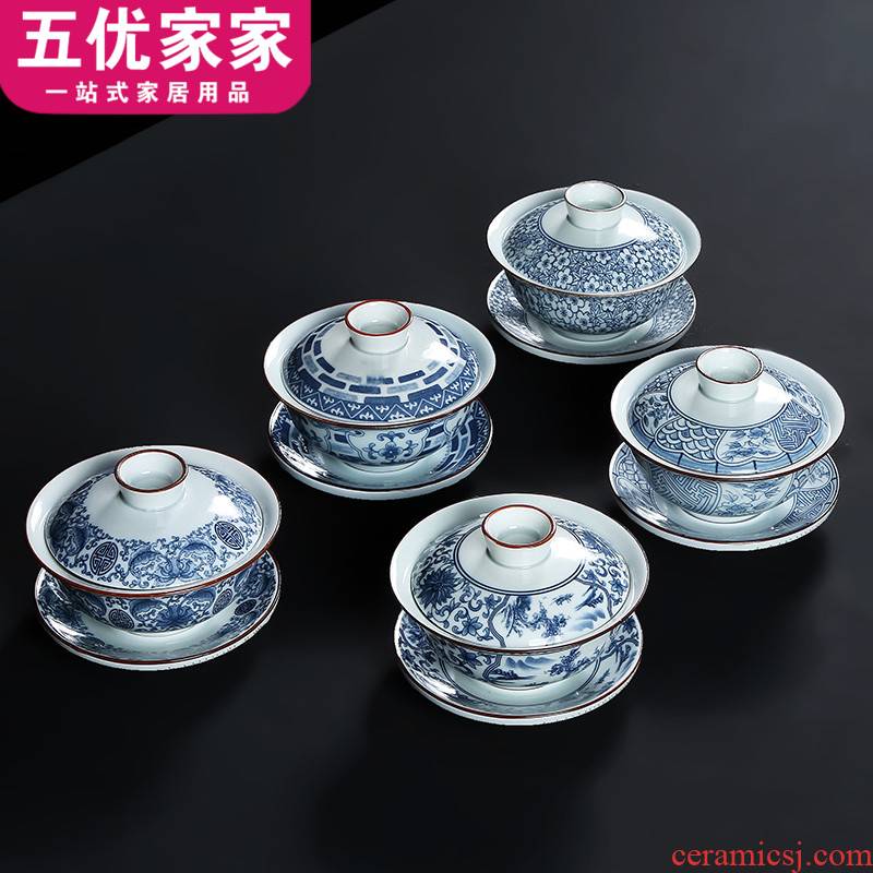 Jingdezhen blue and white porcelain only three tureen tea under glaze color porcelain teapot tea retro medium kung fu tea